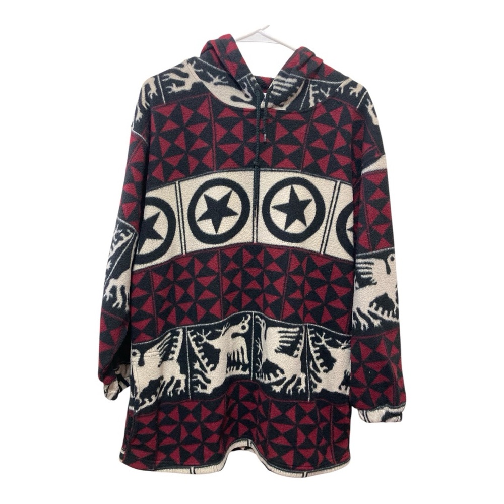 Blassport Geometric Patterned Red and Black Hoodie Size Medium